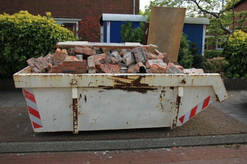 Construction site with waste clearance in progress