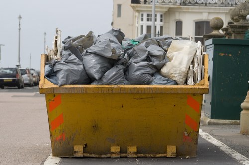 Professional builders waste removal team in action