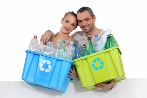 Professional team handling construction waste management